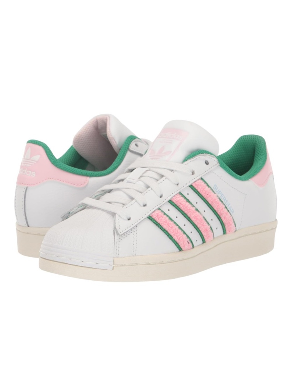 adidas White Pink Green Superstar Sneakers